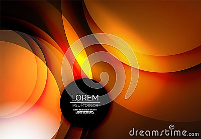 Digital illustration, glowing waves and circles Vector Illustration