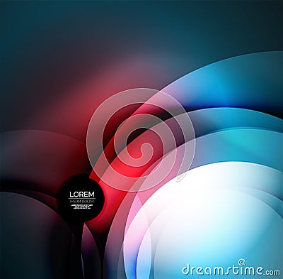 Digital illustration, glowing waves and circles Vector Illustration