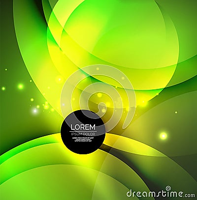 Digital illustration, glowing waves and circles Vector Illustration