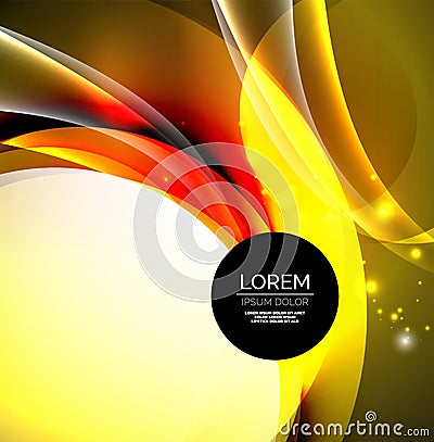 Digital illustration, glowing waves and circles Vector Illustration