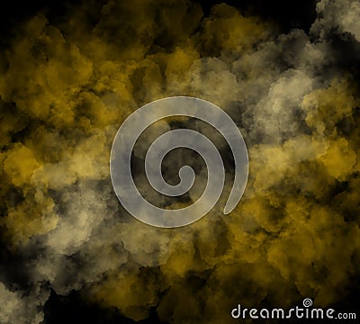 Digital Illustration golden smoke isolated transparent special effect. Yellow vector cloudiness, mist or smog background Stock Photo