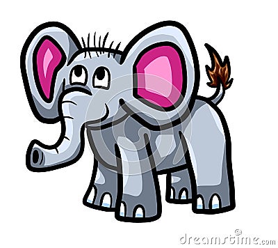 Curious Happy Elephant Cartoon Illustration