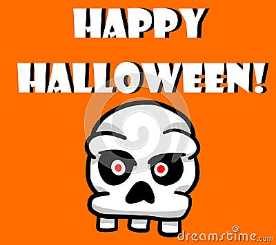 Happy Halloween Card With a Creepy Skull Cartoon Illustration