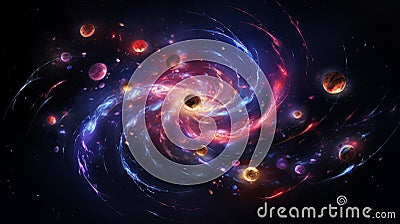 Neon Spiral Armada Cartoon Illustration