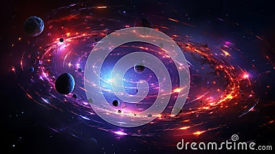 Neon Spiral Armada Cartoon Illustration