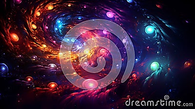 Neon Spiral Armada Cartoon Illustration