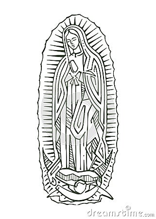 Digital illustration of Our Lady of Guadalupe Vector Illustration