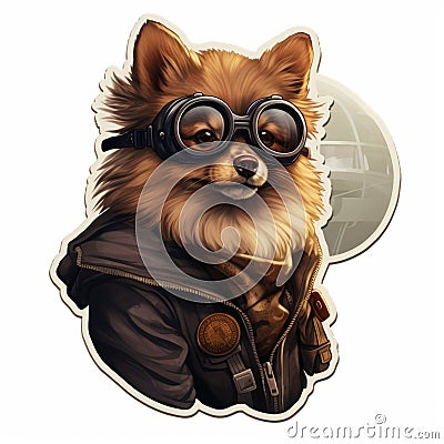 Star Wars Themed Sticker: Dog With Goggles - Artgerm Inspired Cartoon Illustration