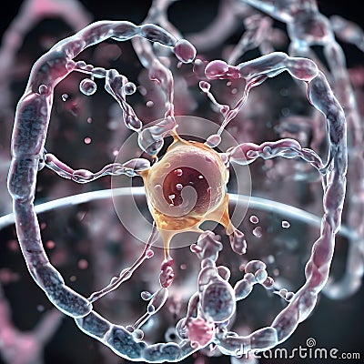 A close digital illustration up of a cell. Cartoon Illustration