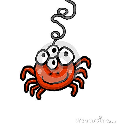 Funny Four Eyed Red Spider Cartoon Illustration