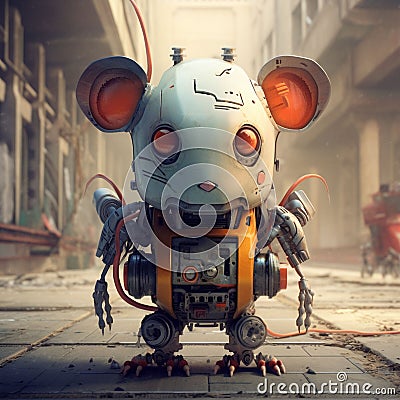 Digital Illustration of Robot Mouse Cartoon Illustration