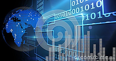 A digital image of a binary bitmapped image of the Earth 4k Stock Photo