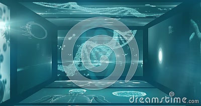 Digital image of cloud text moving over graphical medical structure Stock Photo