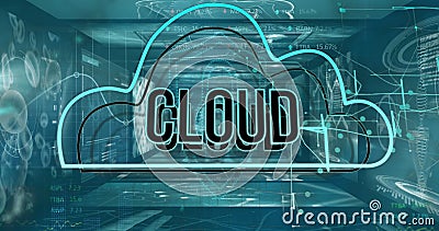 Digital image of cloud text moving over graphical medical structure Stock Photo