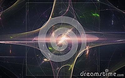 Digital image generated on a computer consisting of beautiful abstract geometric shapes, lines of different colors for a Stock Photo