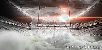 Digital image of goal post at American football stadium Stock Photo