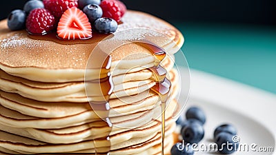 A Digital Image Illustrating A Breathtakingly Vast Stack Of Pancakes AI Generative Stock Photo