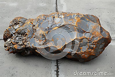 Digital image of large meteorite on the ground, its surface covered in intricate textures and patterns reminiscent of rock forma Cartoon Illustration