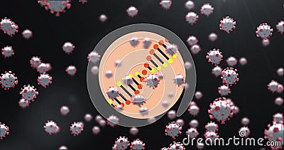 Digital image of multiple cells floating against grid digital icons on icons Stock Photo