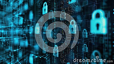 Digital image of a secure file with encryption symbols representing Stock Photo