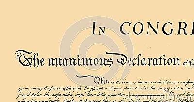 Digital image of written constitution of the United States moving in the screen against beige backgr Stock Photo