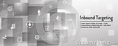 Digital Inbound Marketing & Targeting Web Banner with Vector Icon Set Vector Illustration