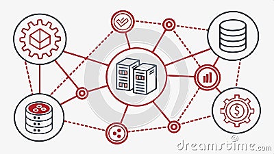 Database server network, illustrating data storage and digital information management system. vector design Generative AI Vector Illustration