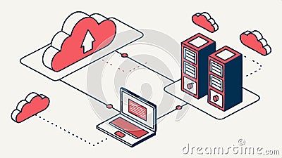 Data server network, illustrating cloud computing and digital infrastructure system. vector design Generative AI Vector Illustration
