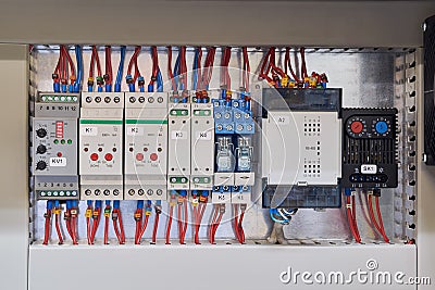 Digital input module, voltage, level relay, and thermostat Stock Photo
