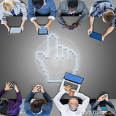 Digital Internet Connection Icon Mouse Pointer Concept Stock Photo