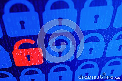 Digital internet data personal security concept blue background. Safe serfing www cyberspace Stock Photo