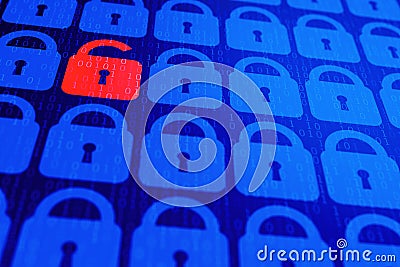 Digital internet data personal security concept blue background. Safe serfing www cyberspace Stock Photo