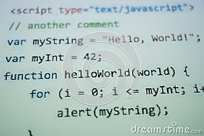 Digital java code text. Computer software code concept. Stock Photo