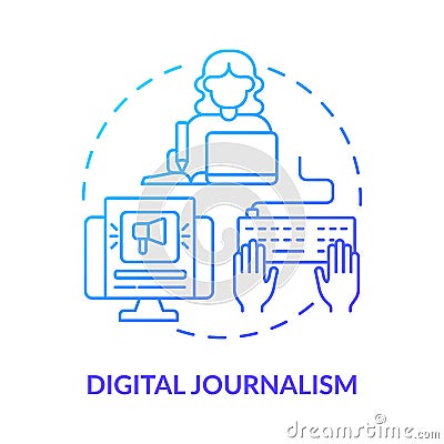 Digital journalism blue gradient concept icon Vector Illustration