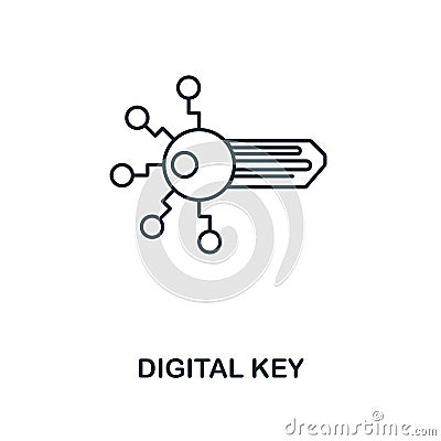 Digital Key outline icon. Monochrome style design from crypto currency icon collection. UI. Pixel perfect simple Vector Illustration