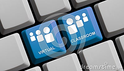 Digital Learning - E-Learning or Virtual Classroom concept on keyboard Stock Photo
