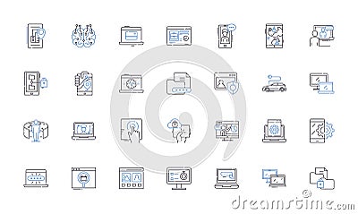 Digital line icons collection. Technology, Innovation, Connectivity, Integration, Automation, Transformation Vector Illustration