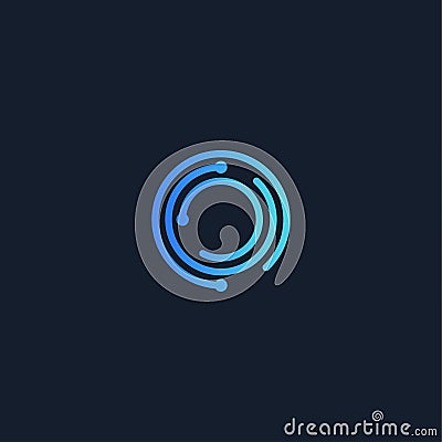 Digital Lock, round vector logo. Encryption, isolated icon on black background. Abstract symbol for network safeguard Vector Illustration