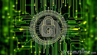 Digital Lock Security System Technology Generative AI Stock Photo