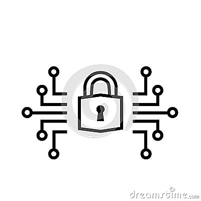 Digital lock vector icon. Locked illustration sign. Security and Networking symbol. Vector Illustration