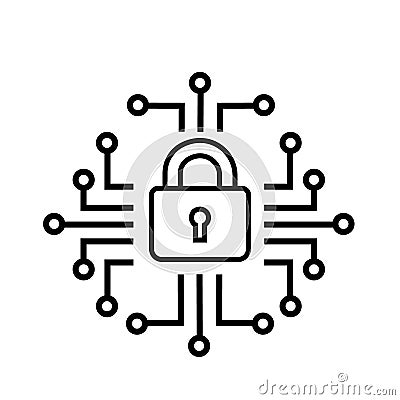 Digital lock vector icon. Locked illustration sign. Security and Networking symbol. Vector Illustration