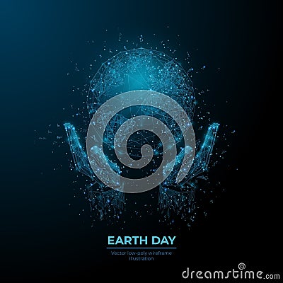 Digital low poly image of Earth Day concept Vector Illustration