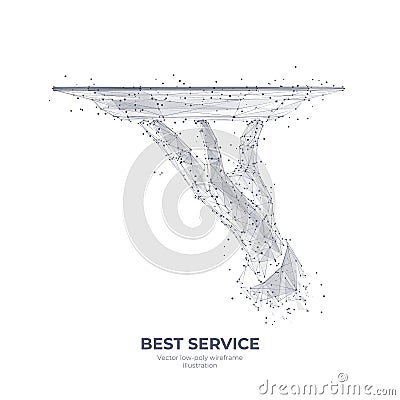 Digital low poly sketch of best service concept Vector Illustration