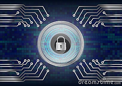Digital Magnifying Glass scanning and identifying data; computer security concept Vector Illustration