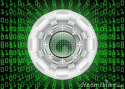 Digital Magnifying Glass scanning and identifying data; Cyber security concept Vector Illustration