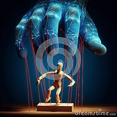 Digital Manipulation of Puppet Strings Stock Photo