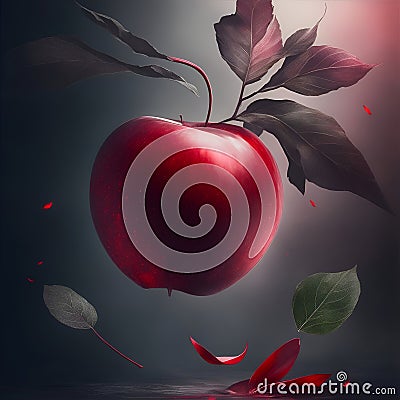 Digital manipulation A red apple with a sense of dynamic motion ai generative Stock Photo