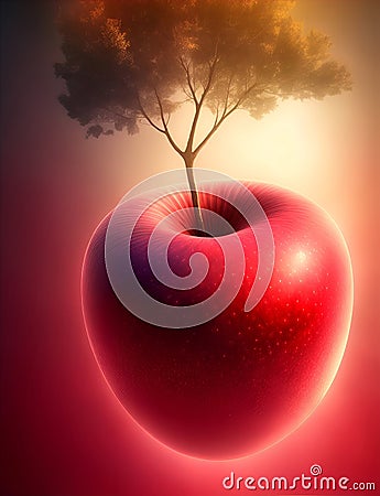 Digital manipulation A red apple with a sense of dynamic motion ai generative Stock Photo