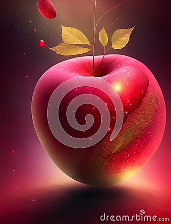 Digital manipulation A red apple with a sense of dynamic motion ai generative Stock Photo