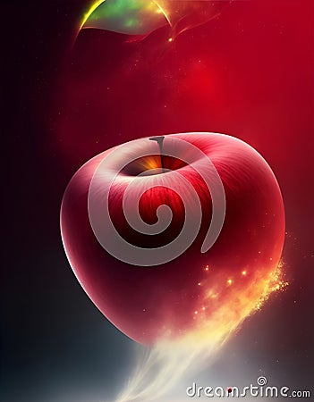 Digital manipulation A red apple with a sense of dynamic motion ai generative Stock Photo
